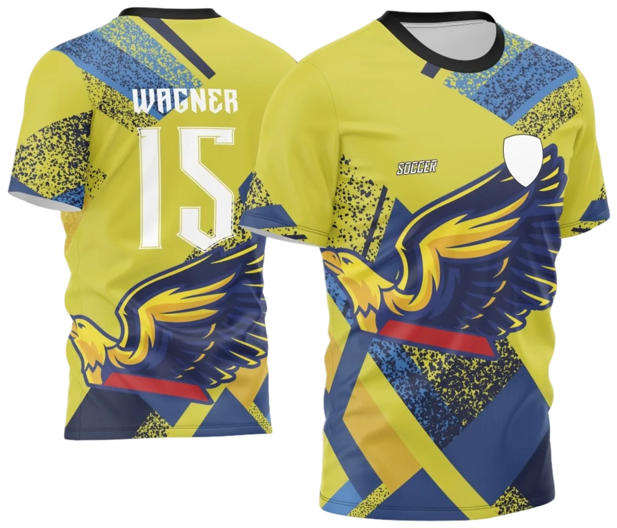 Camiseta unissex preta com logo no peito e estampa grande nas costas com tema Interclasse 2024-2025 Águia, estilo moderno e marcante.