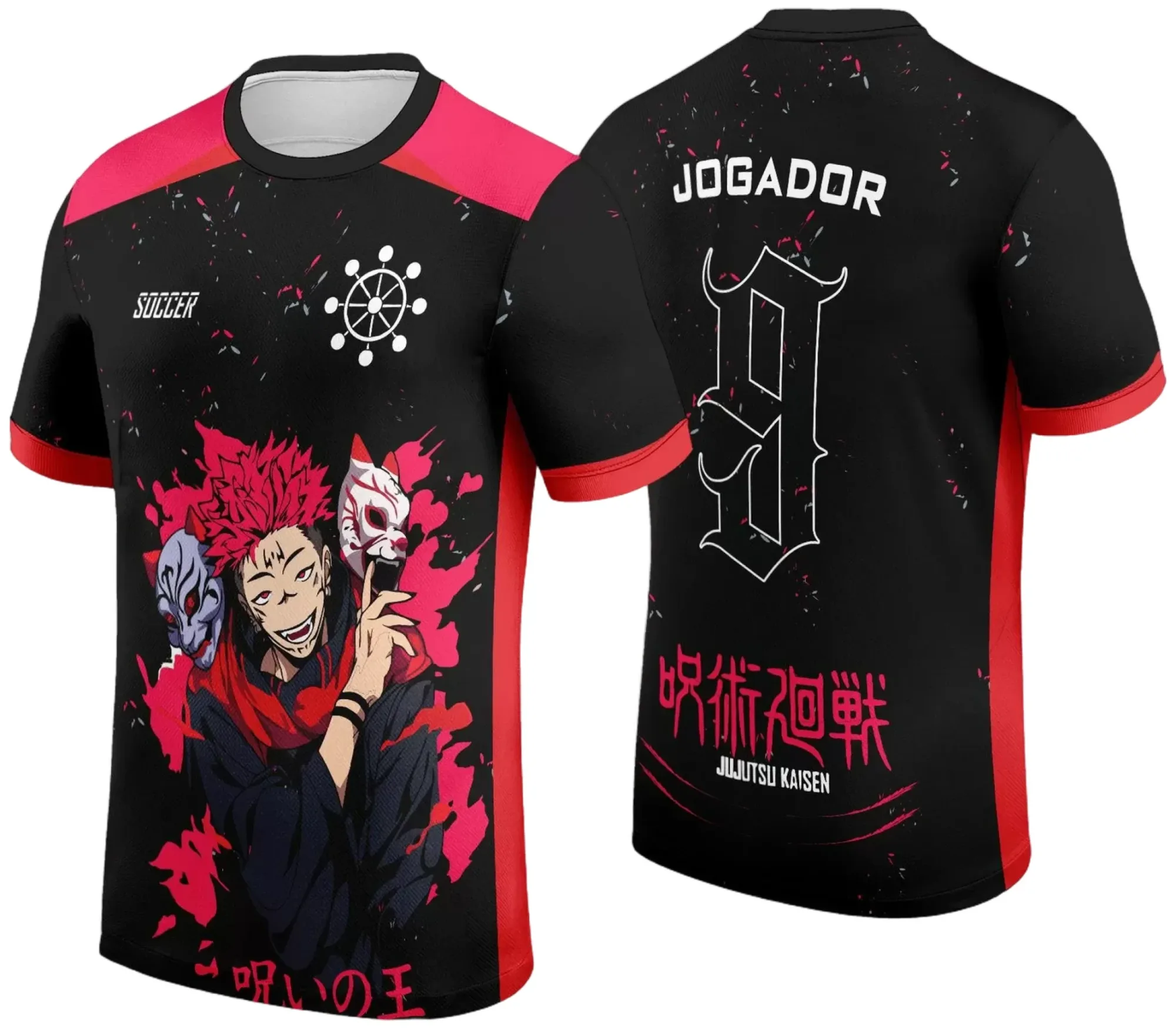 Camiseta unissex preta com logo no peito e estampa grande nas costas, tema Interclasse 2024 2025 com estilo anime, ideal para eventos escolares e grupos.