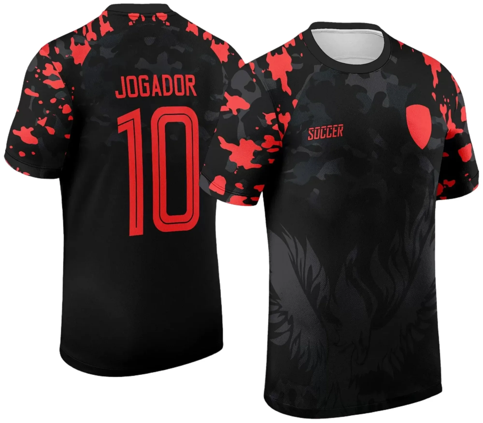 Camiseta unissex preta com logo no peito e estampa grande nas costas da Águia para Interclasse 2024-2025, estilo moderno e visual impactante perfeito para eventos escolares.