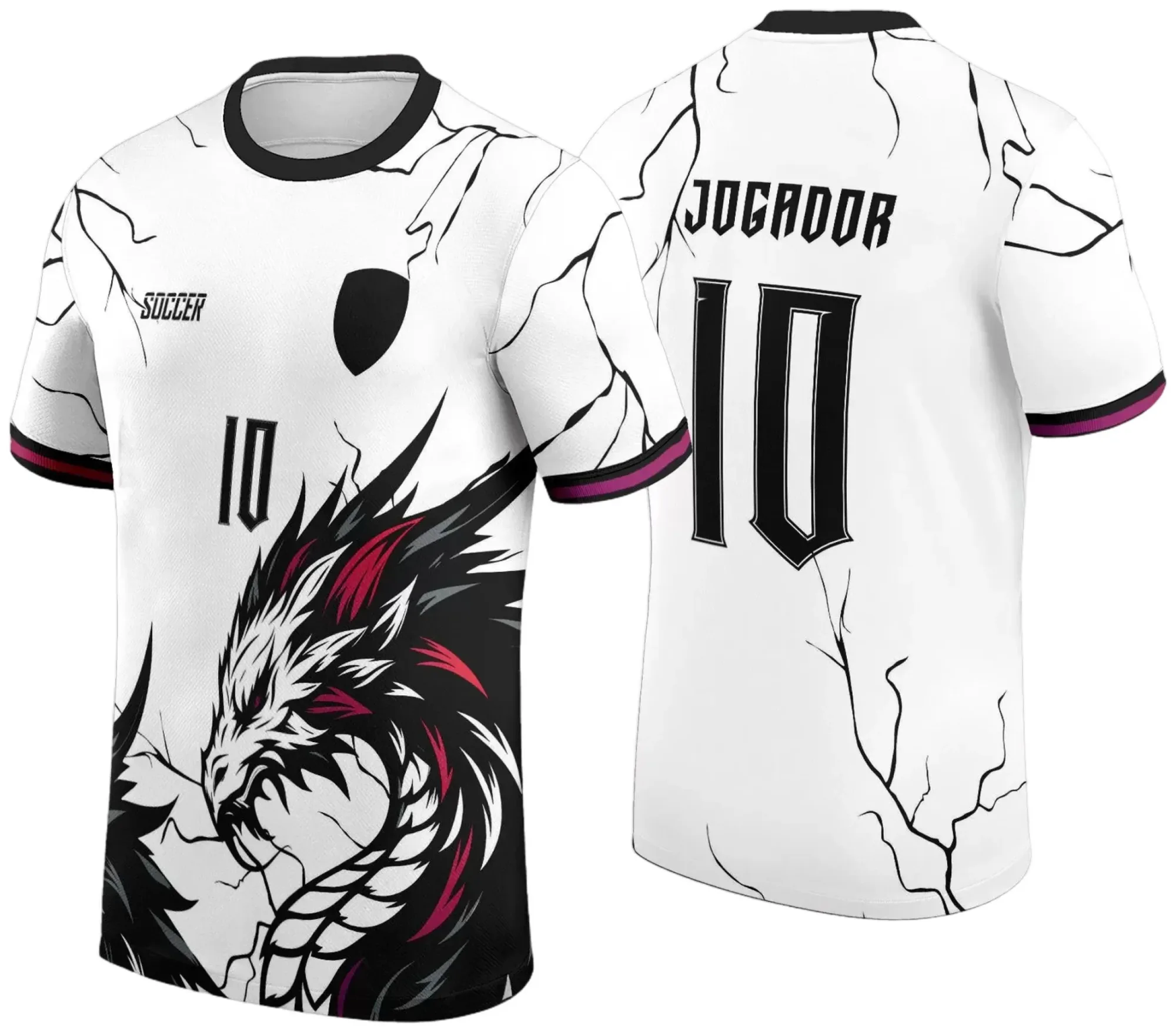 Camiseta unissex preta com logo no peito e estampa grande nas costas de Dragão na competição Interclasse 2024-2025, design moderno e impactante para fãs do tema.