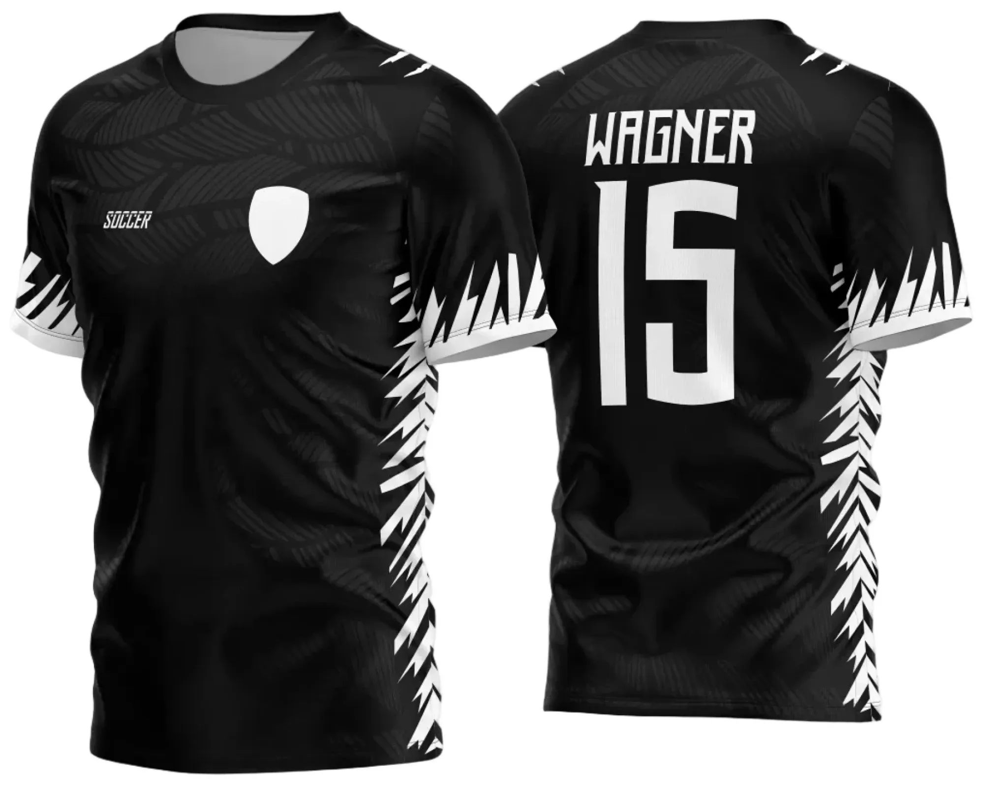 Camiseta unissex preta com logo no peito e estampa grande nas costas mostrando folhas estilizadas para o Interclasse 2024 - 2025, ideal para eventos e turmas escolares.