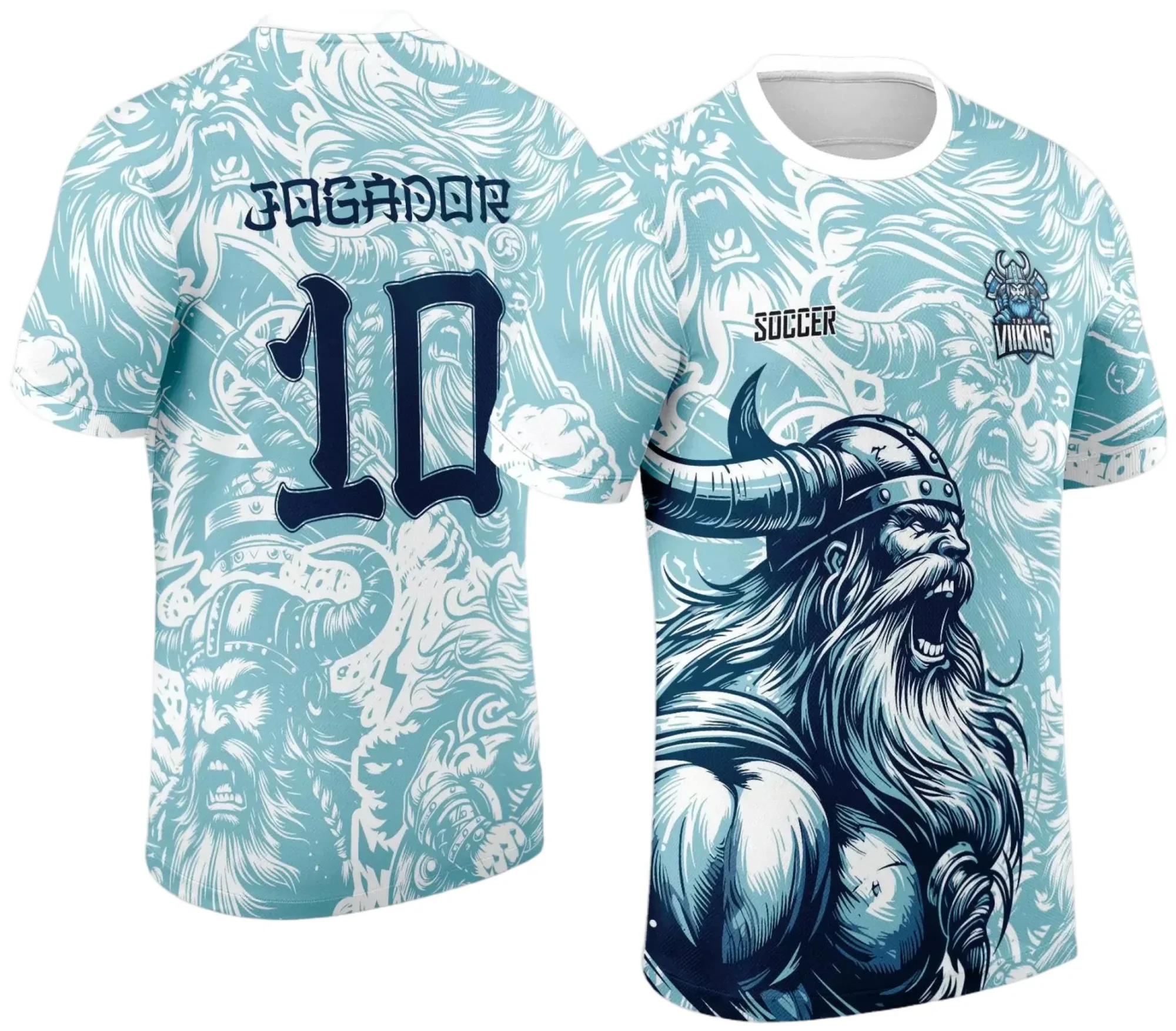 Camiseta unissex preta com logo no peito e estampa grande nas costas inspirada no tema Vikings do Interclasse 2024, ideal para eventos escolares e confraternizações.
