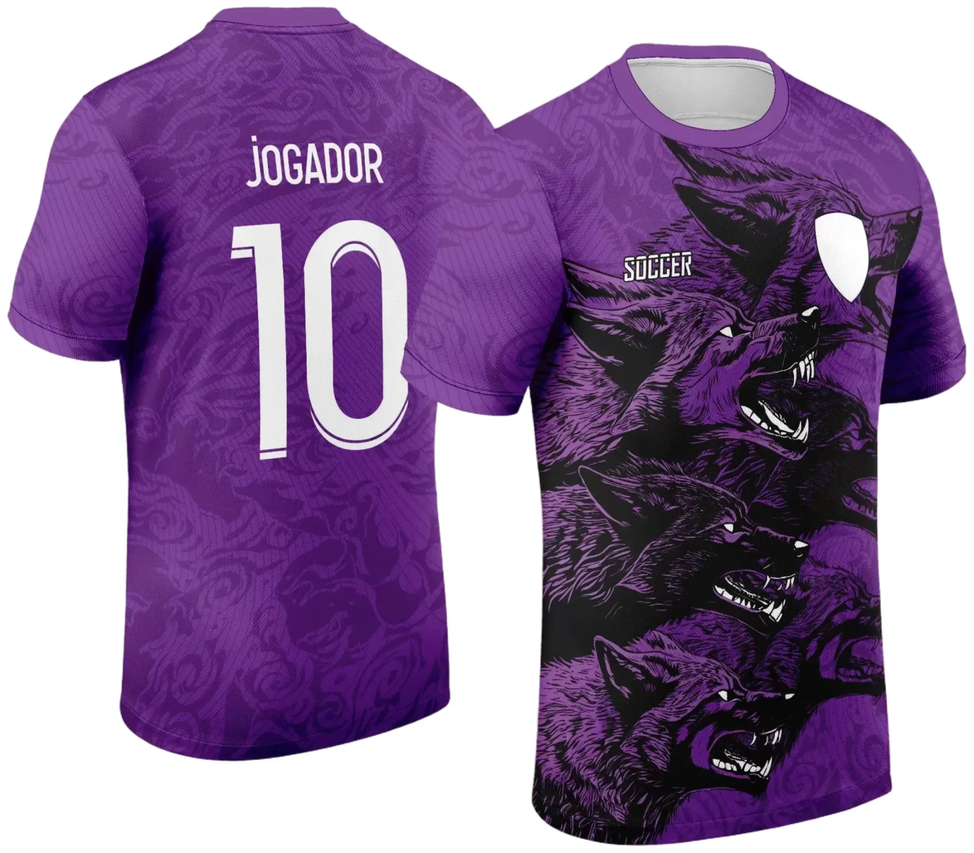 Camiseta unissex preta com logo no peito e estampa grande nas costas mostrando tema INTERCLASSE 2024 LOBOS FEROZ, ideal para eventos escolares e grupos.
