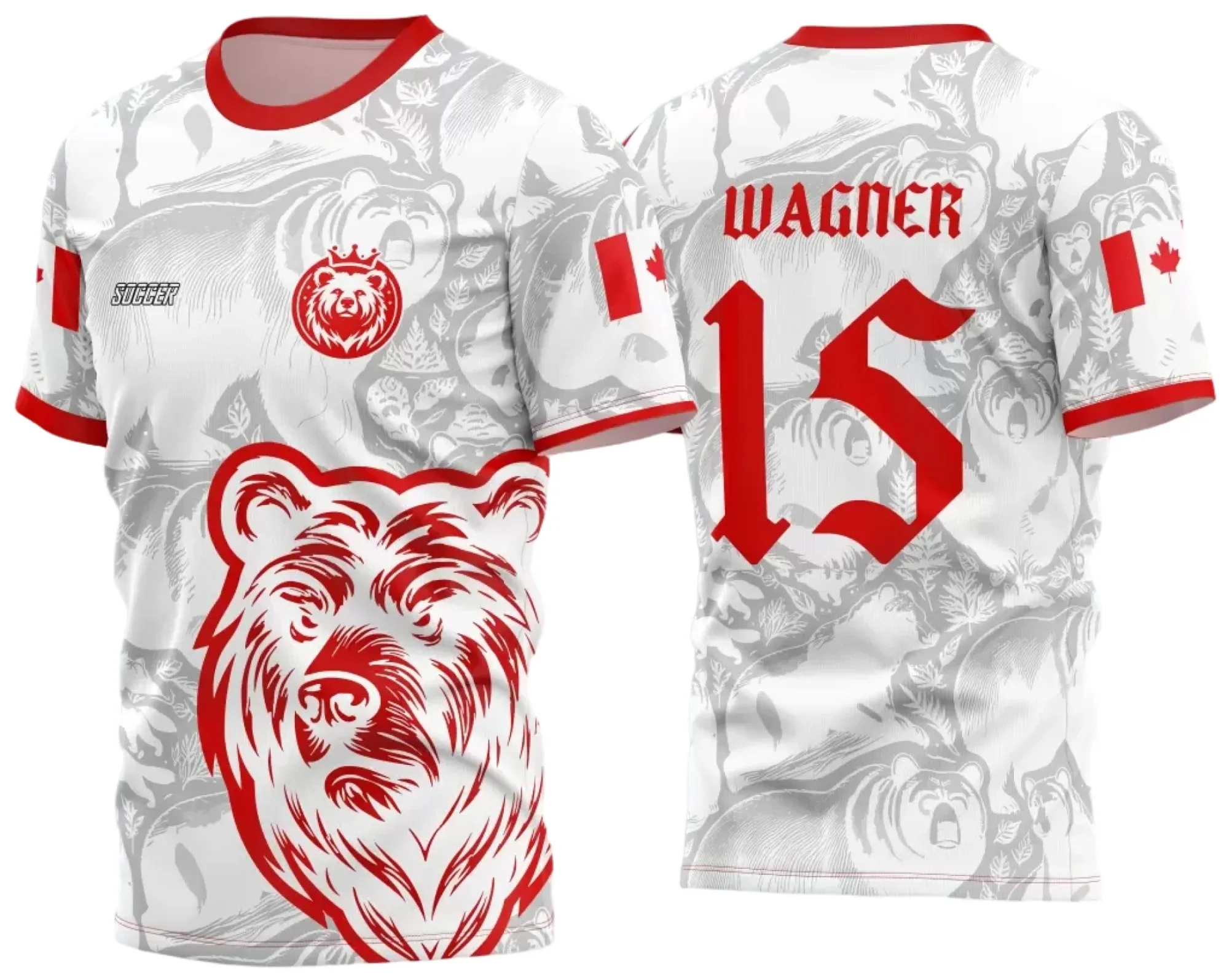 Camiseta unissex preta com logo no peito e estampa grande nas costas mostrando o tema InterClasse 2024 com urso negro e detalhes vermelhos, ideal para fãs do evento.