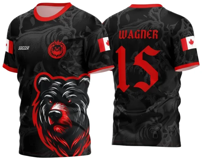 Arte Vetor Camisa InterClasse 2024 Urso Negro com Vermelho modelo 2