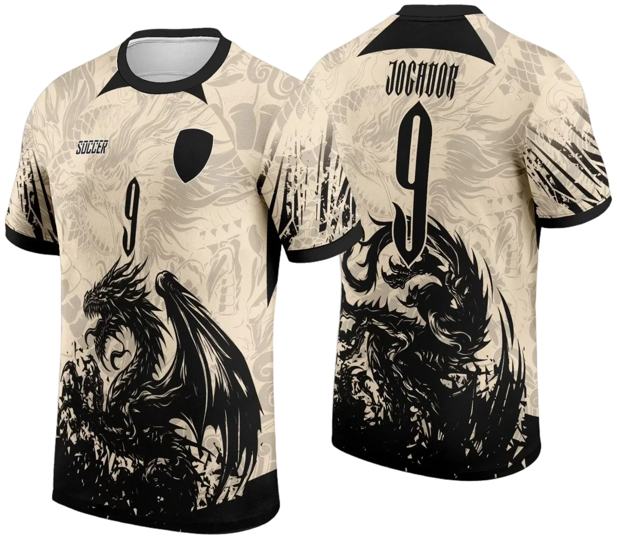 Camiseta unissex preta com logo no peito e estampa grande nas costas com tema Dragão Interclasse 2024 modelo 13, perfeita para quem busca estilo e identidade única.