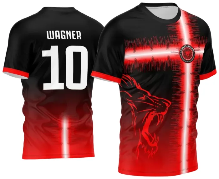 Arte Vetor Camisa Interclasse Leão 2024 Vermelha modelo 2