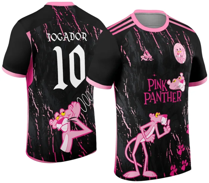 Arte Estampa Camisa Interclasse Pantera Cor de Rosa Desenho 2024