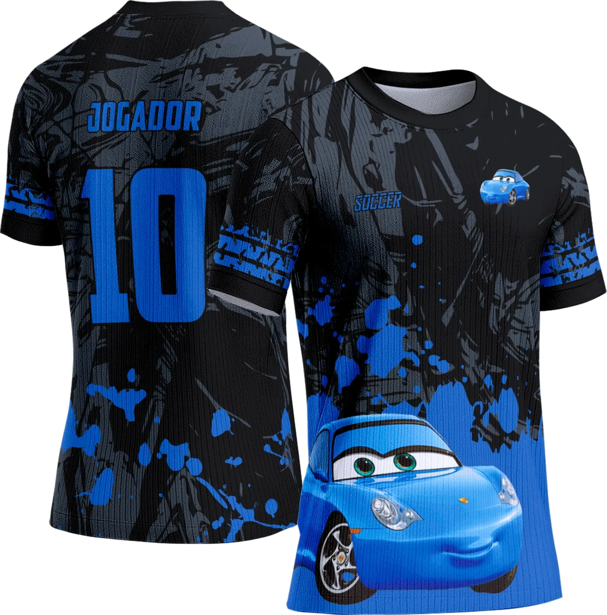 Camiseta unissex preta com logo no peito e estampa grande nas costas do tema Interclasse 831 Caros Sally Carrera, ideal para eventos e grupos escolares.