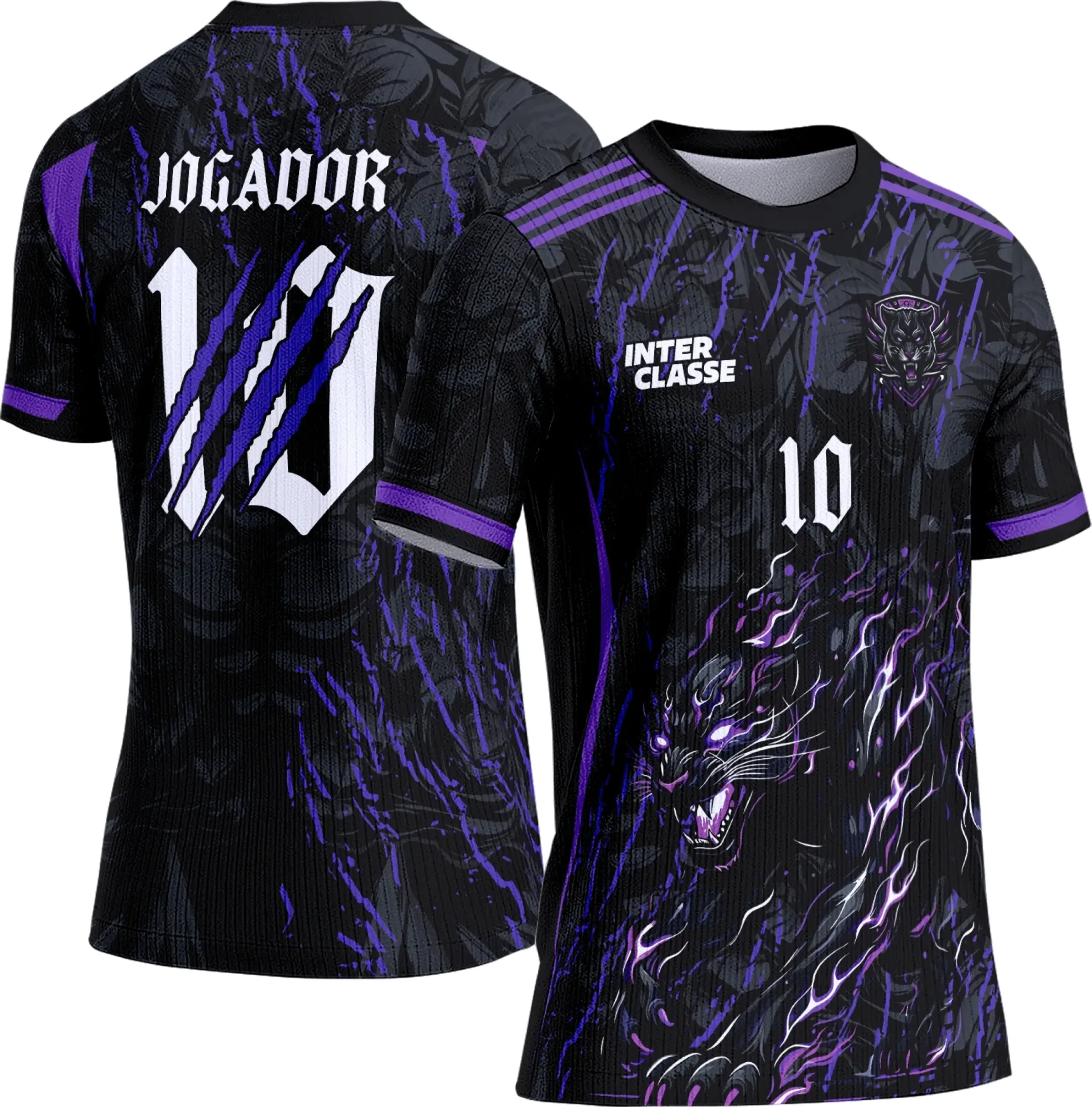 Camiseta unissex preta com logo no peito e estampa grande nas costas, com design inspirado na Camisa Interclasse 848 Pantera, perfeita para quem busca estilo marcante e moderno.