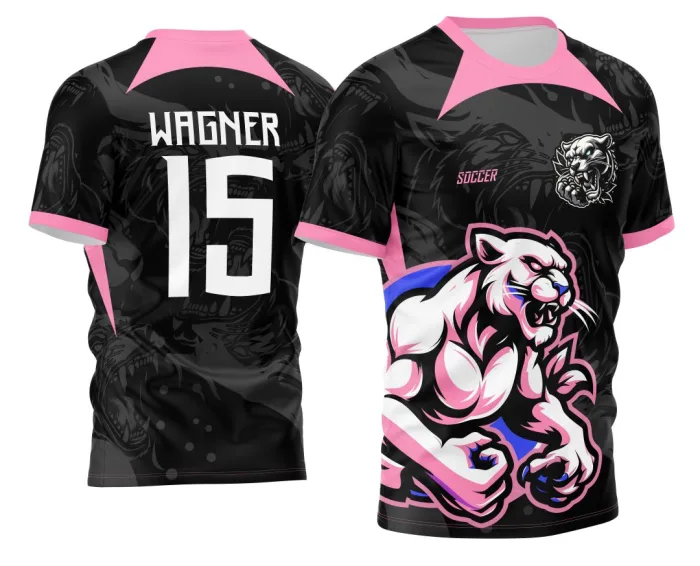 Arte Estampa Camisa Interclasse Pantera Cor de Rosa 2024 modelo 2
