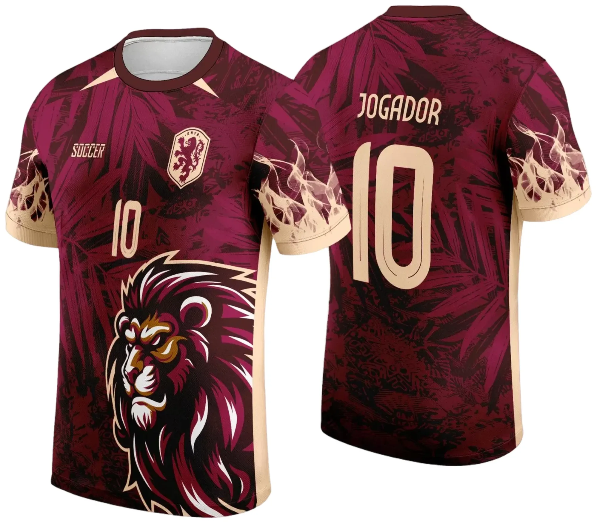 Foto de camiseta unissex preta com logo no peito e estampa grande nas costas, tema Interclasse Jogos Internos 2024 com Leão Vermelho vibrante.