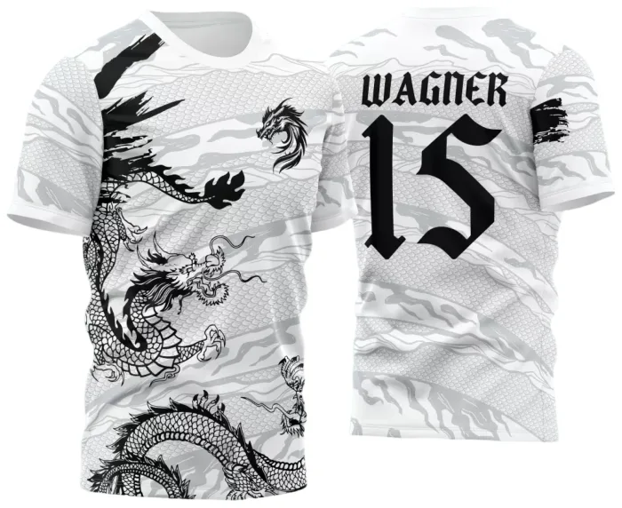 Arte Estampa Camisa Interclasse - Jogos Internos - 2024 - Dragão Branco modelo 3