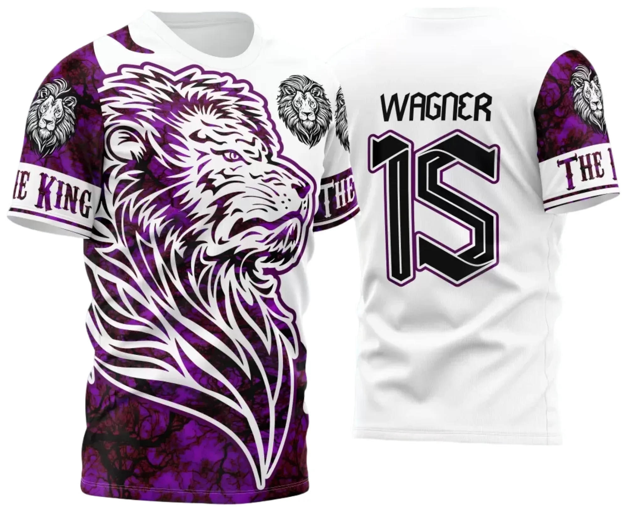 Camiseta unissex preta com logo no peito e estampa grande nas costas do Leão, tema Jogos Internos Interclasse 2024, perfeita para torcida e eventos escolares.