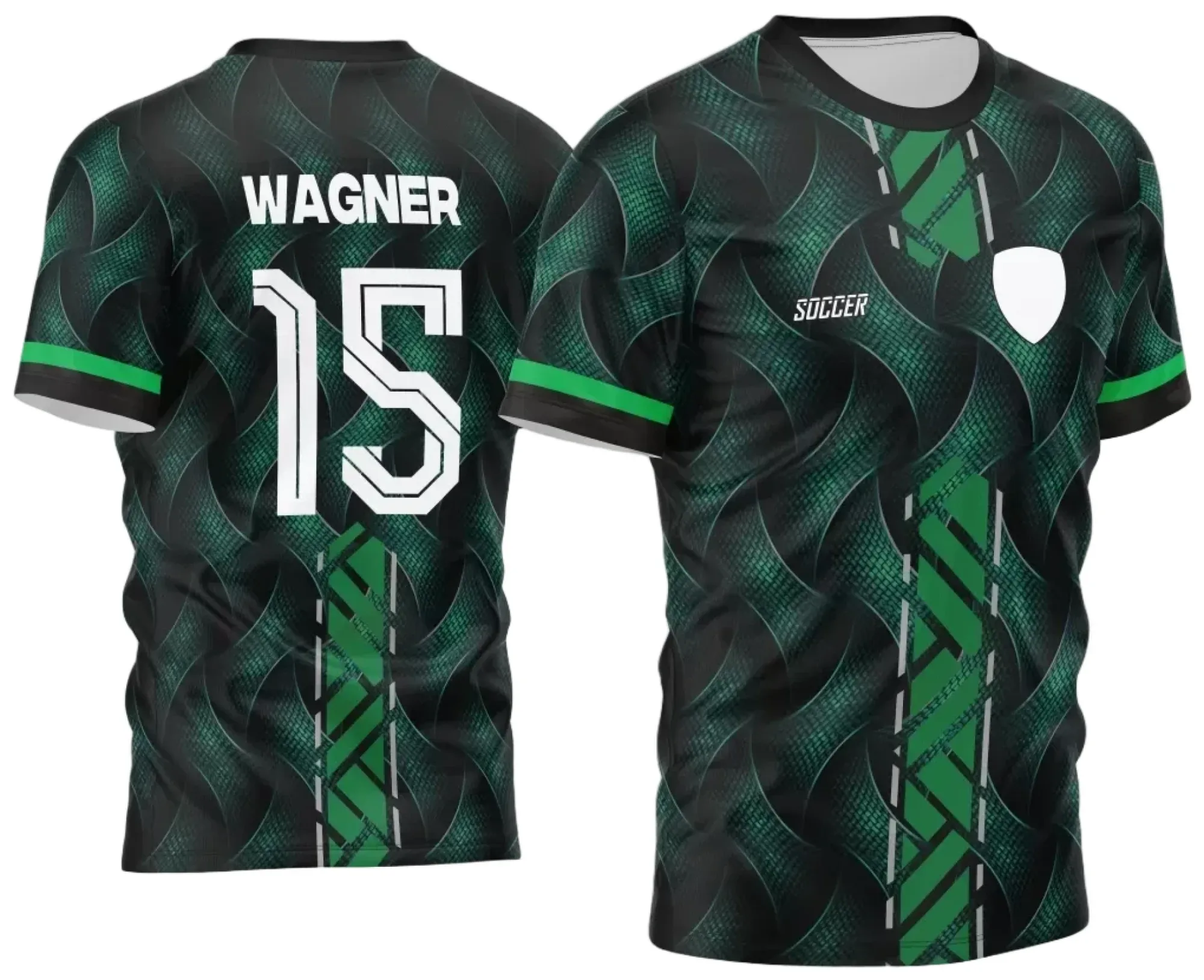 Camiseta unissex preta com logo no peito e estampa grande nas costas inspirada no Interclasse Jogos Internos 2024 com tema Trança, perfeita para eventos esportivos e confraternizações escolares.