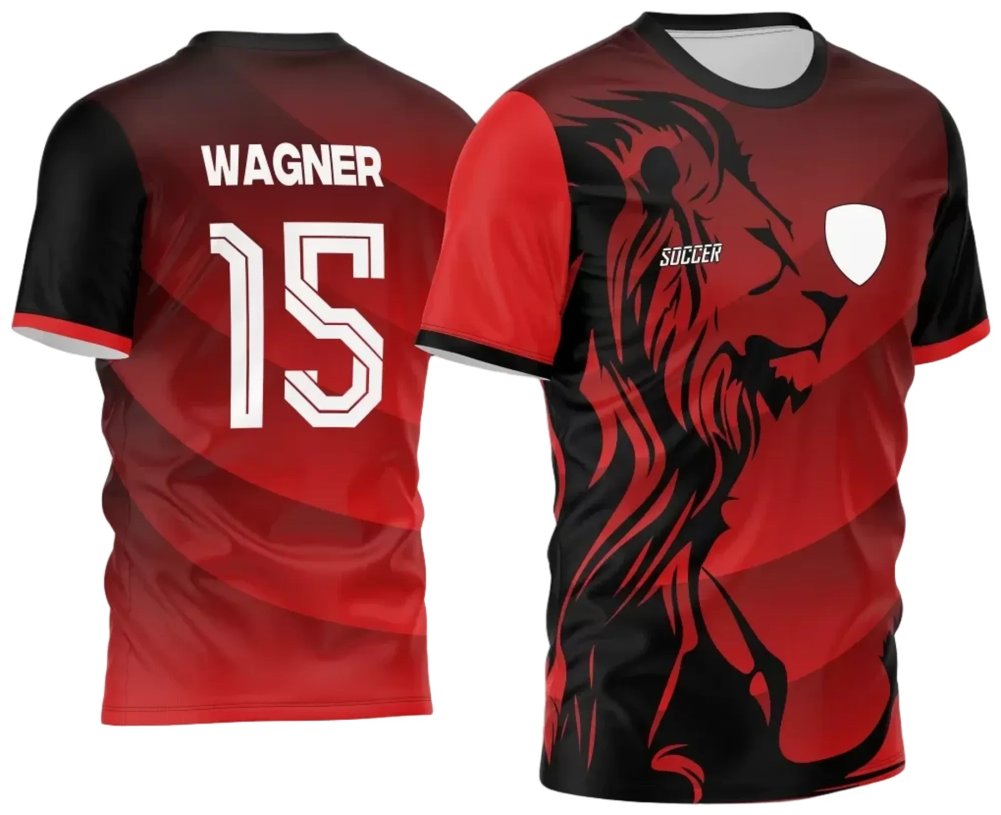 Camiseta unissex preta com logo no peito e estampa grande nas costas mostrando o tema Leão dos Jogos Internos 2024 do Interclasse, com design moderno e estilo esportivo.