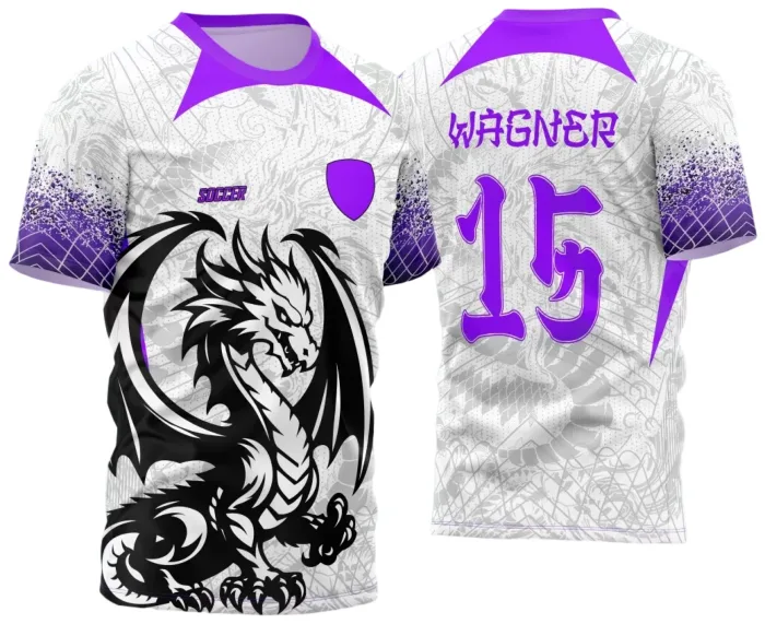 Arte Vetor Camisa Interclasse - Jogos Internos - 2024 - Dragão Preto com Roxo