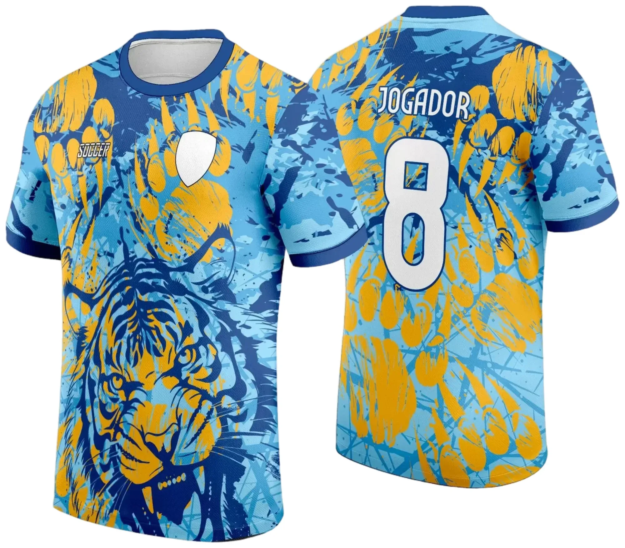 Camiseta unissex preta com logo no peito e estampa grande nas costas com tema dos Jogos Internos Interclasse 2024, modelo Tigre M2, ideal para torcer com estilo e espírito esportivo.