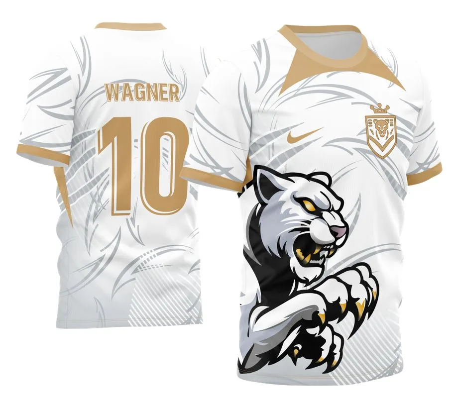 Camiseta unissex preta com logo no peito e estampa grande nas costas com o tema Pantera do InterClasse 2024, design moderno e marcante para eventos escolares.