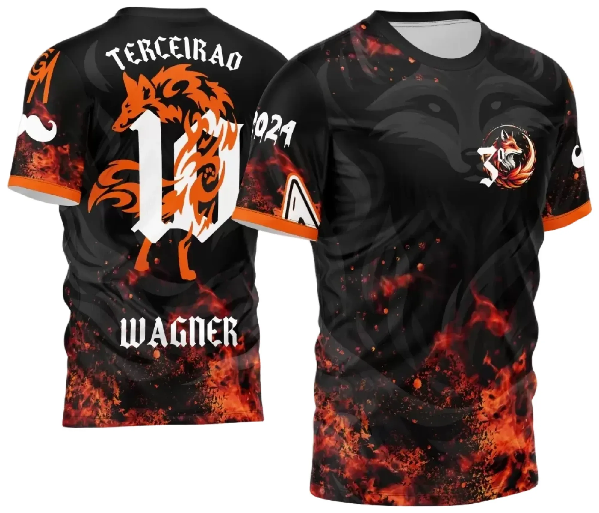 Camiseta unissex preta com logo no peito e estampa grande nas costas inspirada no tema InterClasse 2024 Fox, ideal para eventos escolares e confraternizações.