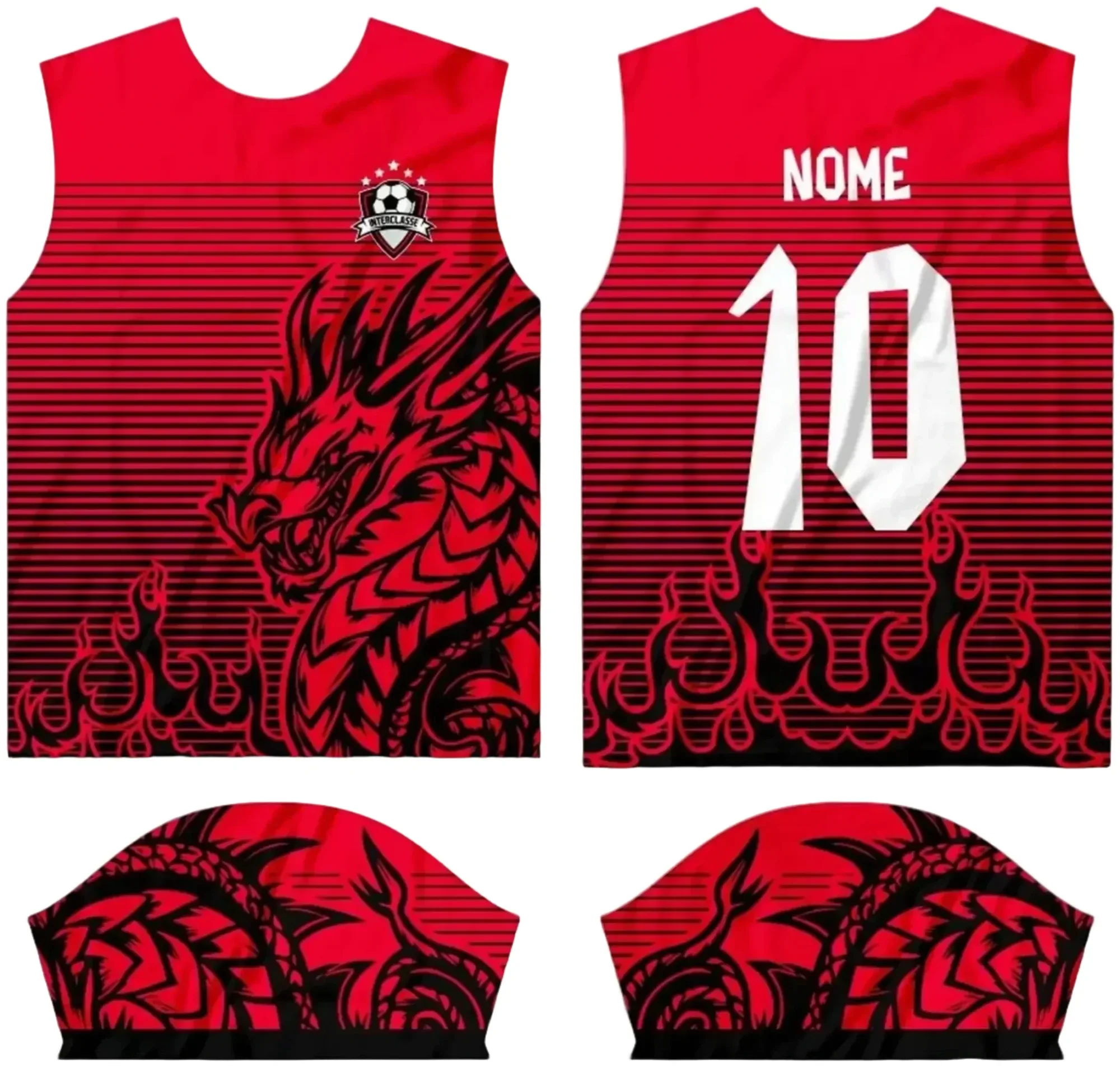 Camiseta unissex branca com logo no peito e estampa grande nas costas, tema Camisa Interclasse 2024 modelo 3, design moderno e vibrante perfeito para eventos escolares.