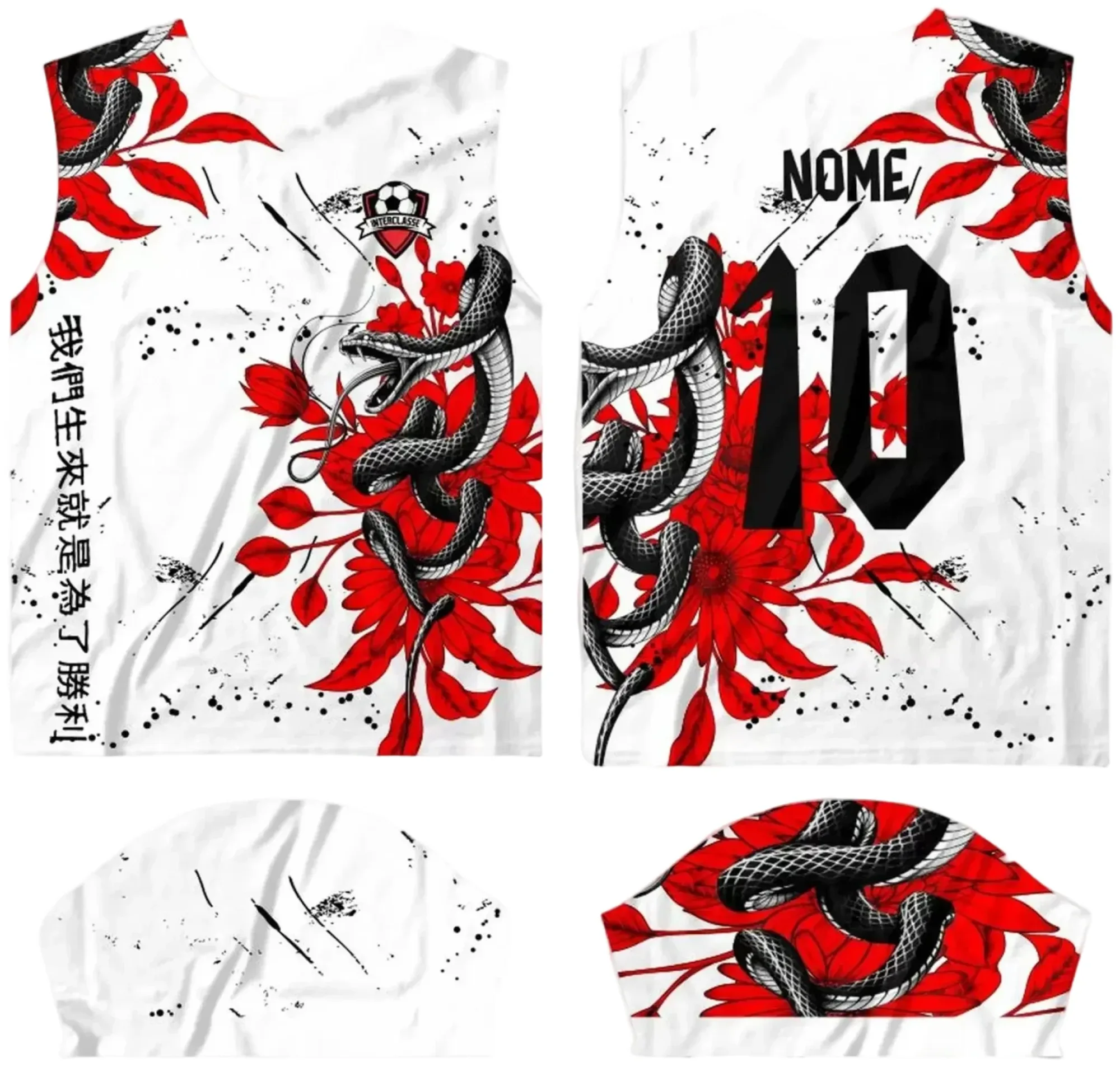 Camiseta unissex preta com logo no peito e estampa grande nas costas do tema Interclasse 2024 Modelo 14, ideal para eventos escolares e turmas, trazendo estilo e identidade com design marcante.