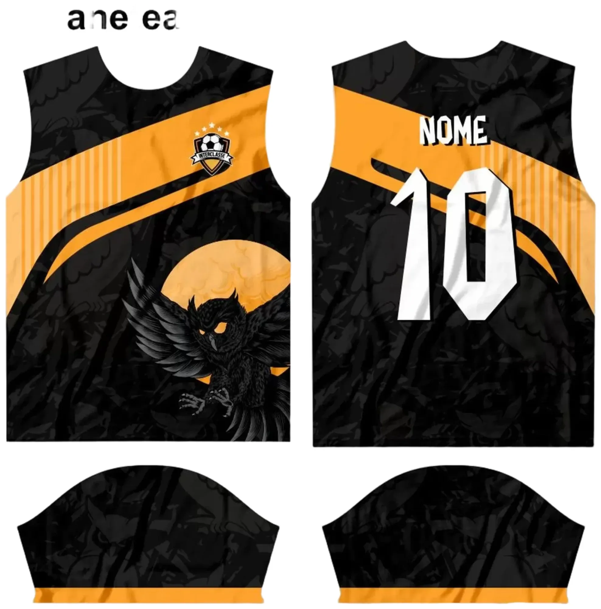 Camiseta unissex com cor base branca, logo no peito e estampa grande nas costas mostrando o tema Interclasse 2024 modelo 24, ideal para eventos escolares e confraternizações.