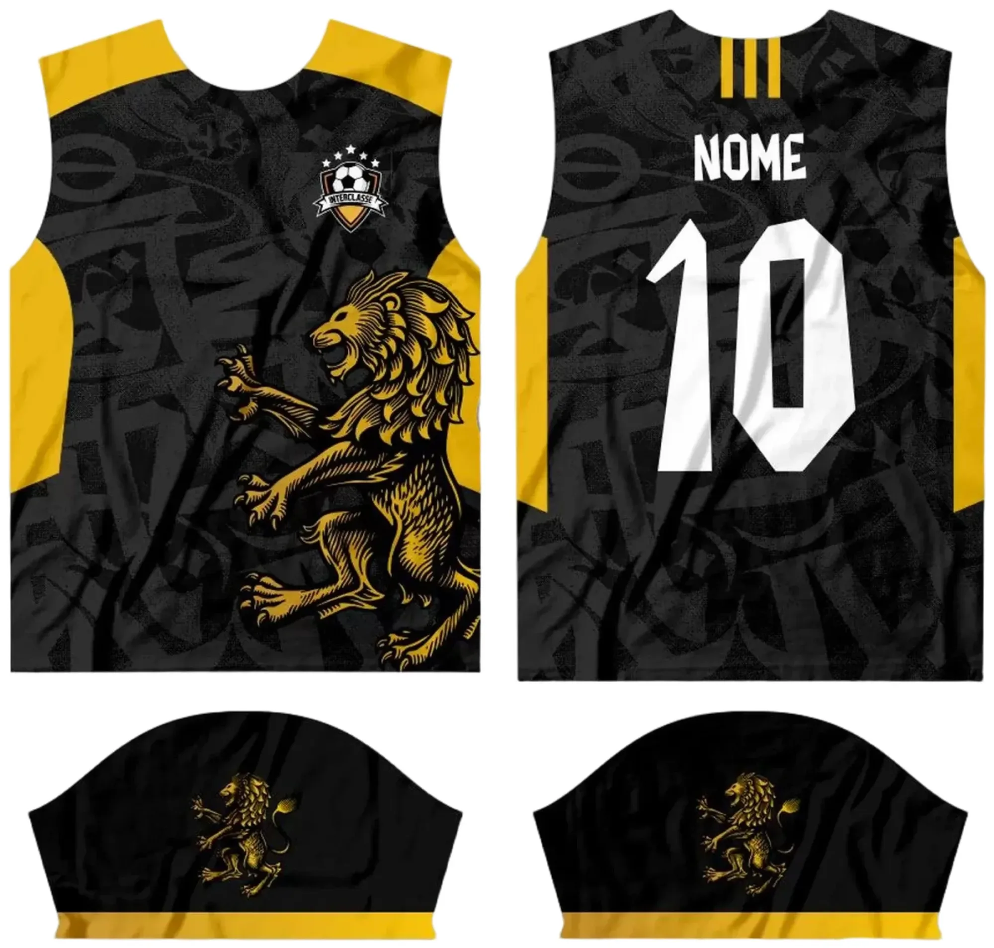 Camiseta unissex em cor preta com logo no peito e estampa grande nas costas com tema Interclasse 2024 modelo 27, mostrando estilo e identidade para eventos escolares e confraternizações.