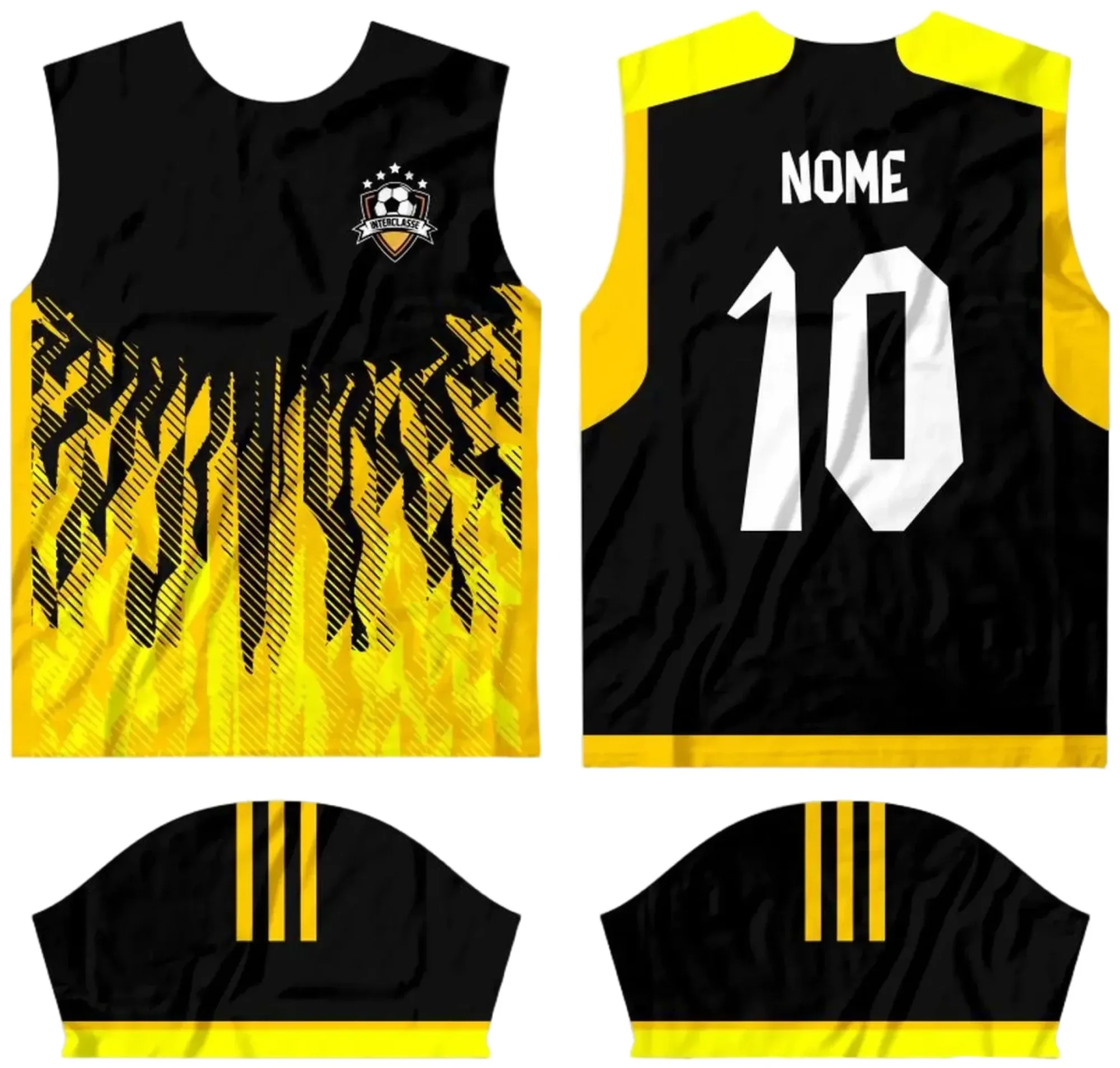 Camiseta unissex branca com logo no peito e estampa grande nas costas do Interclasse 2024 modelo 36, ideal para eventos escolares e times, destacando o tema do interclasse com design moderno e atrativo.