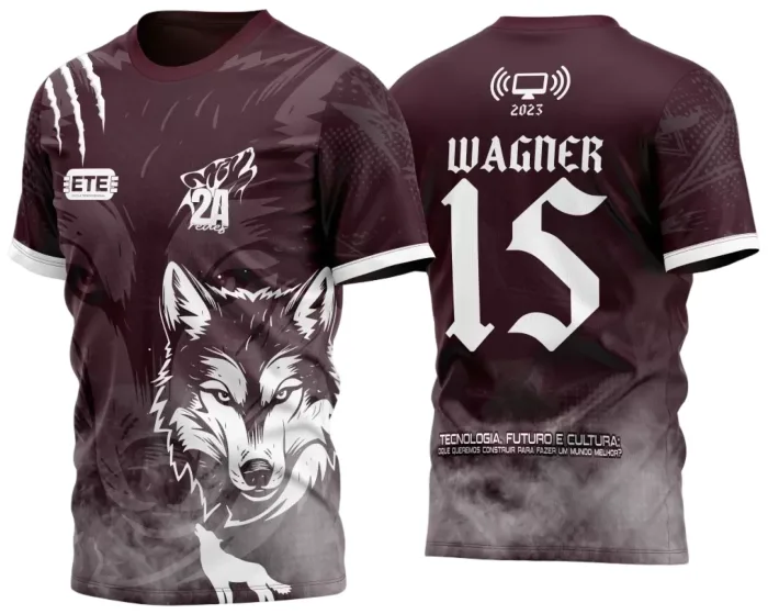 Arte Vetor Camisa InterClasse Lobo Cor Vinho 2024