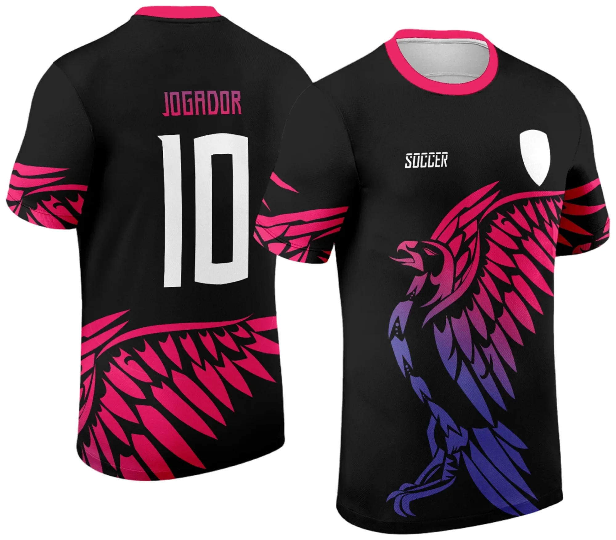 Camiseta unissex preta com logo no peito e estampa grande nas costas com tema Fenix Degrade do Modelo 37 InterClasse 2024, perfeita para eventos.