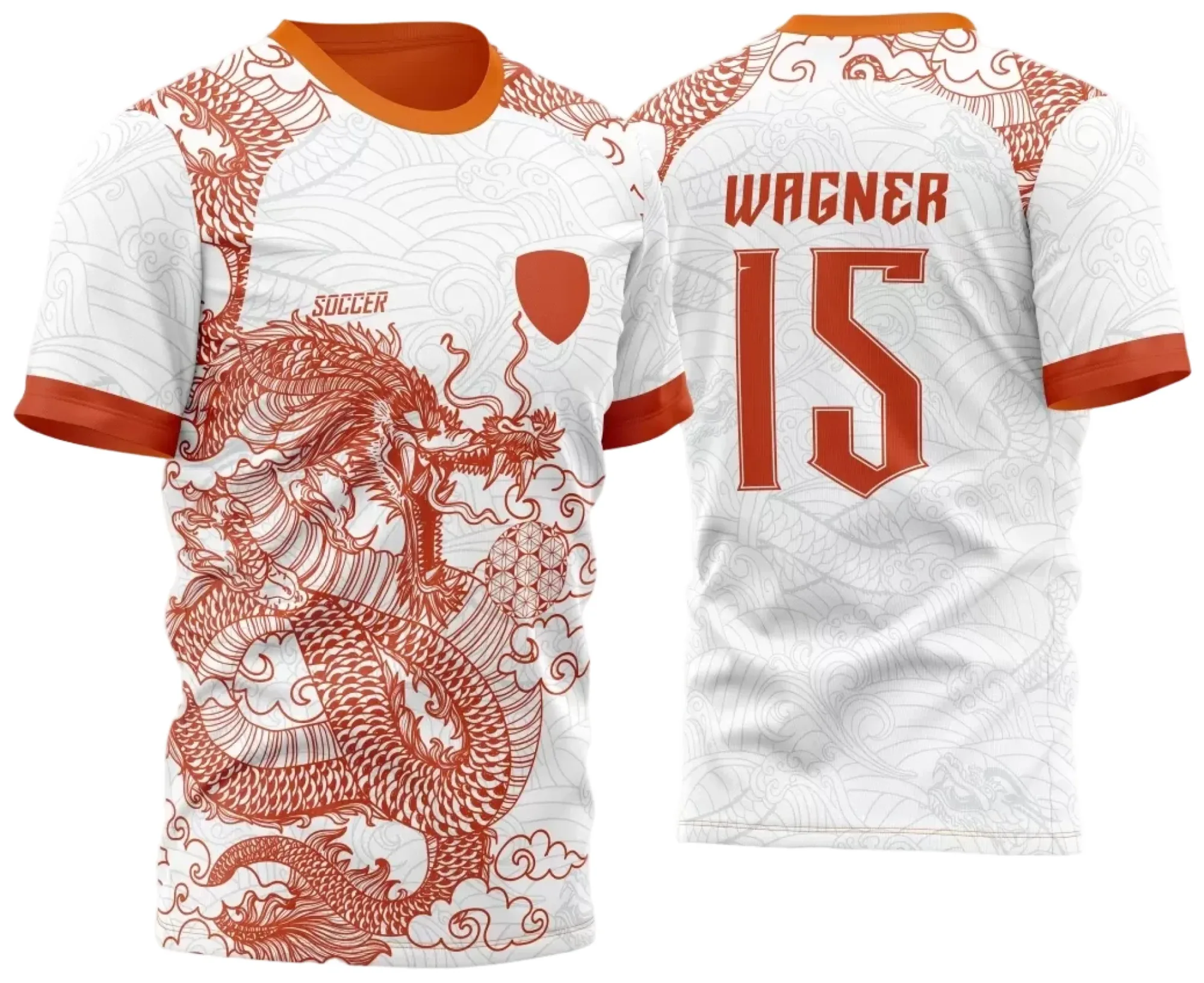 Camiseta unissex preta com logo no peito e estampa grande nas costas com tema Dragão do InterClasse 2024, modelo 28, ideal para eventos e grupos escolares.