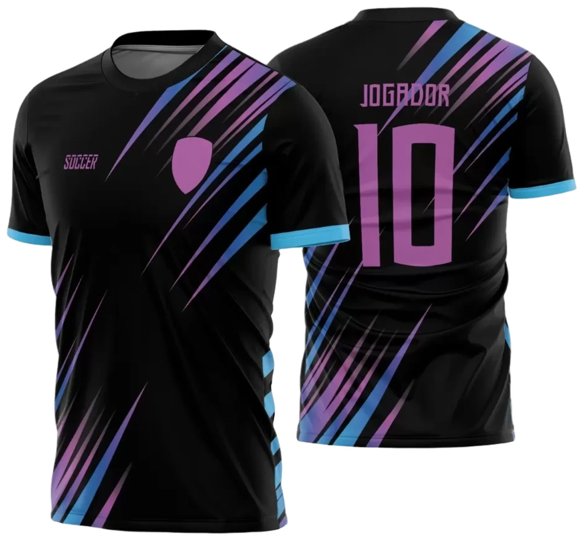 Camiseta unissex preta com logo no peito e estampa grande nas costas com tema InterClasse 2024 Modelo 24 Versão 2, ideal para eventos escolares e confraternizações.