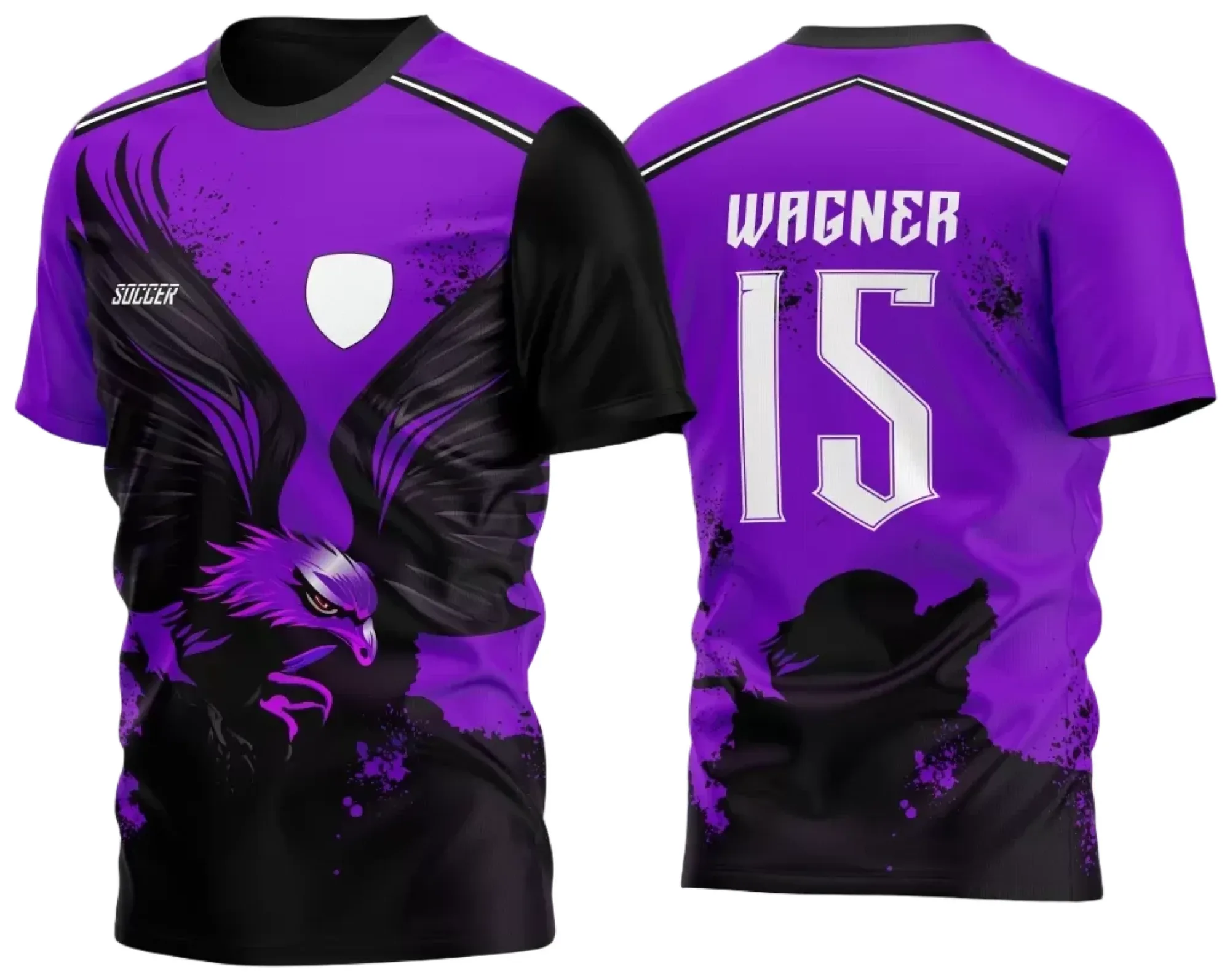 Camiseta unissex preta com logo no peito e estampa grande nas costas mostrando o tema InterClasse Águia Modelo 02, perfeita para quem quer estilo e atitude.