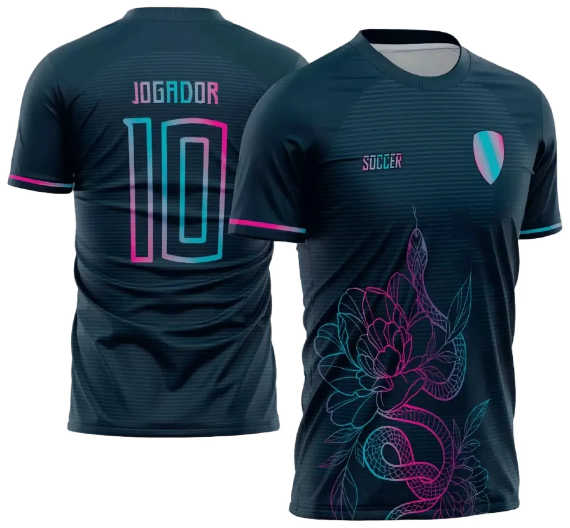 Camiseta unissex preta com logo no peito e estampa grande nas costas, tema InterClasse Cobra, ideal para quem busca estilo marcante e único.