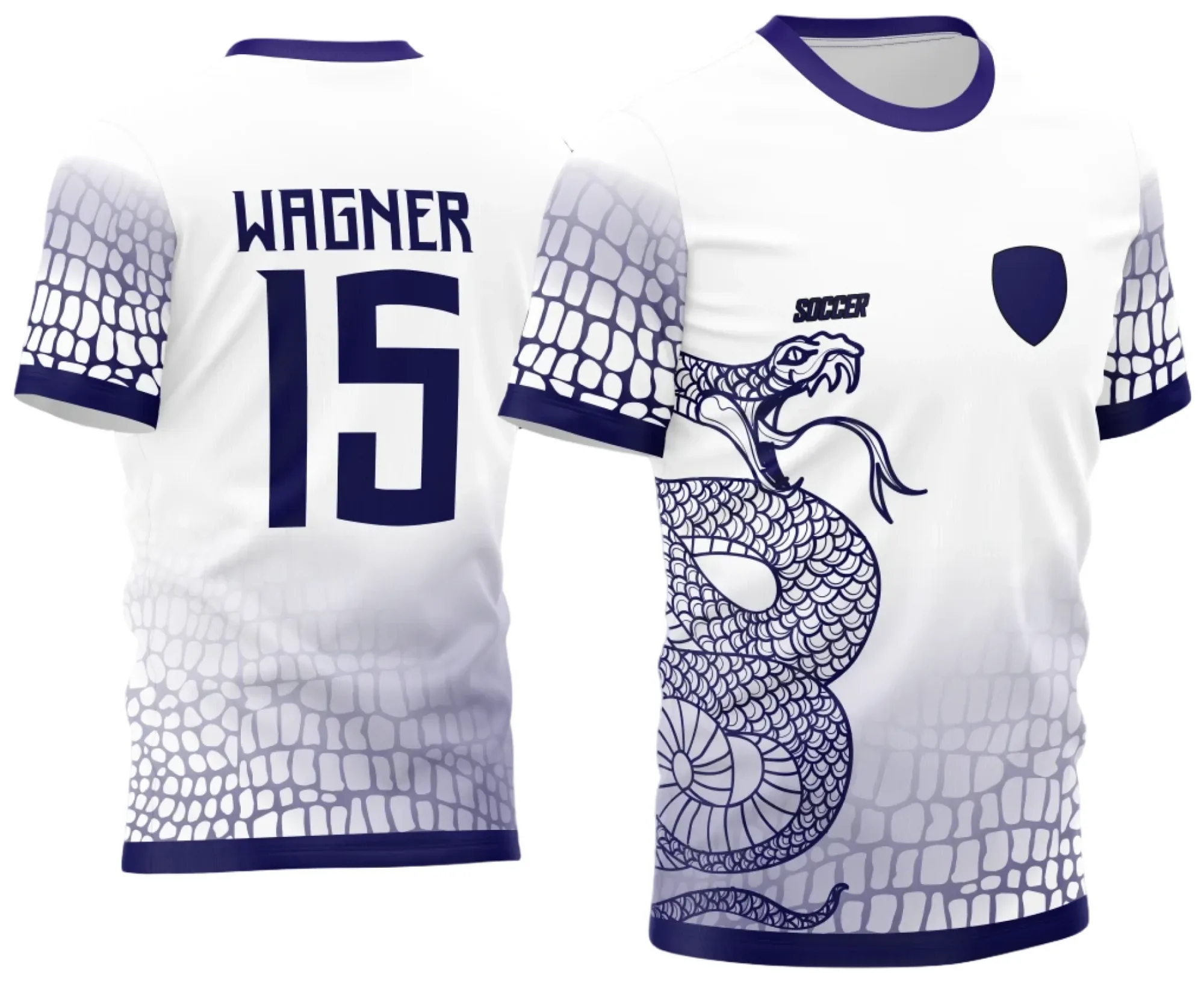 Camiseta unissex preta com logo no peito e estampa grande nas costas da Atlética Acadêmica e InterClasse Cobra 2023, com design moderno e visual impactante.