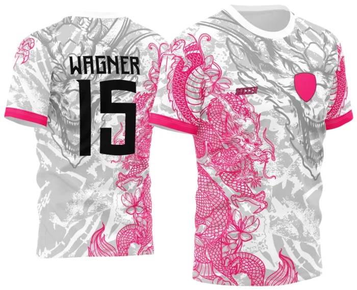 Arte Vetor Camisa Para Atlética Acadêmica e InterClasse Dragão Rosa e Cinza 2023