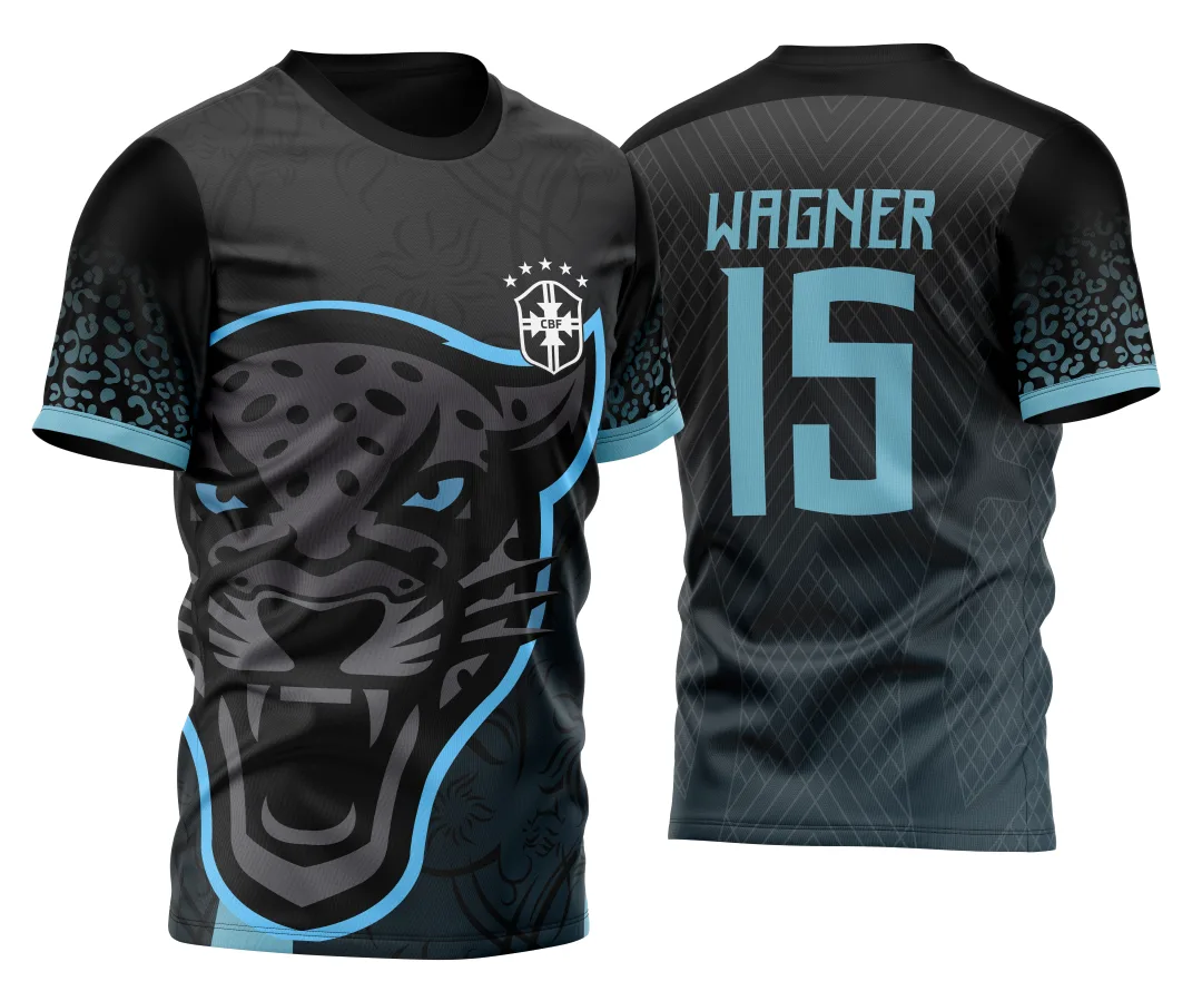 Camiseta unissex preta com logo no peito e estampa grande nas costas do InterClasse Pantera Negra Brasil 2023, ideal para fãs e colecionadores.