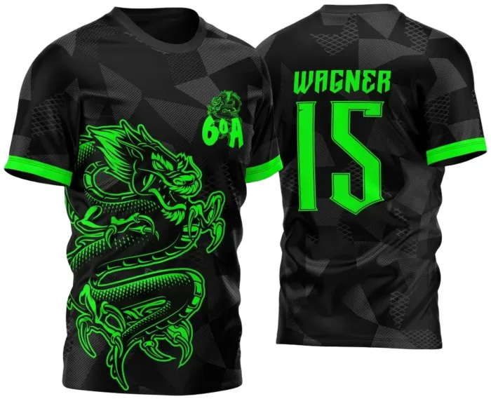 Arte Vetor Camisa Para Atlética Acadêmica e InterClasse Dragão Verde Sexto Ano 2023