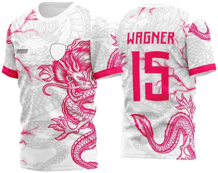 Arte Vetor Camisa Para Atlética Acadêmica e InterClasse Dragão Raios M3 Rosa 2023