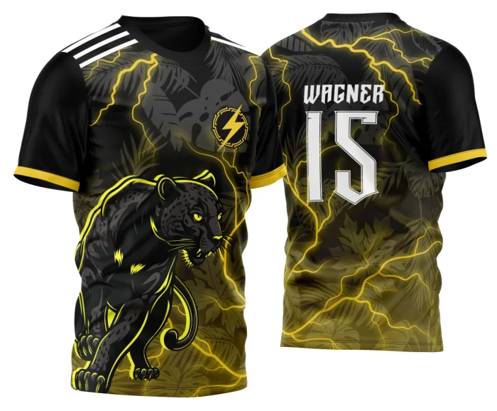 Arte Vetor Camisa Para InterClasse Pantera Negra Folhagens e Raios 2023