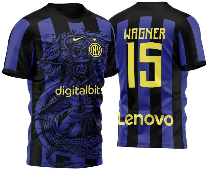 Arte Vetor Camisa Para InterClasse Dragão e Samurai 2023 Inter de Milan