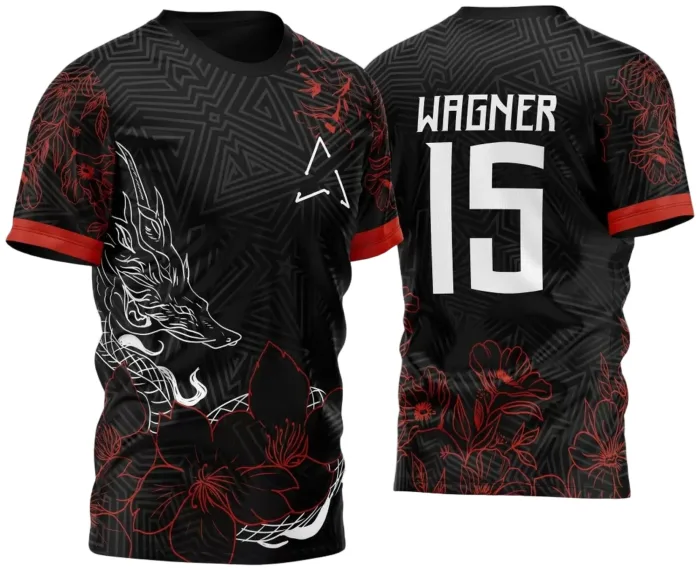 Arte Vetor Camisa Para InterClasse Dragão Poligonos e Flores 2023