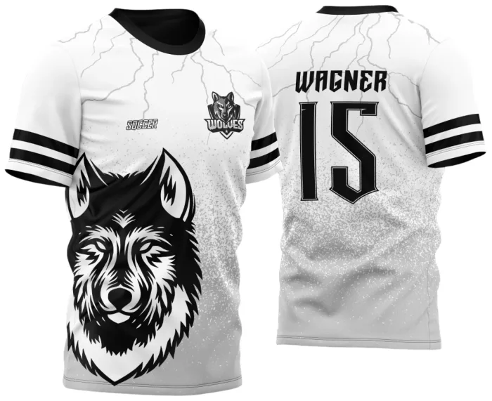 Arte Vetor Camisa para InterClasse Lobo Particulas Ataque 2023 Branca e Preta