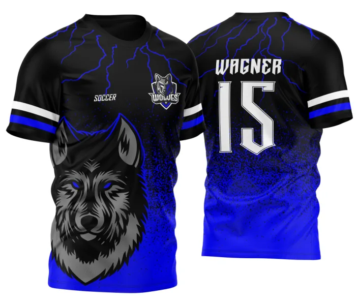 Arte Vetor Camisa para InterClasse Lobo Particulas Ataque 2023 Azul