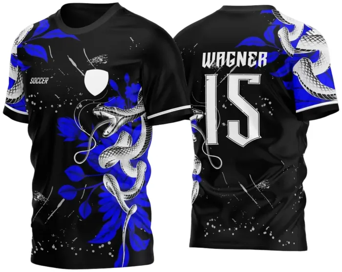 Arte Vetor Camisa Para InterClasse Cobra Floral Preto Chinês Ataque 2023 Azul