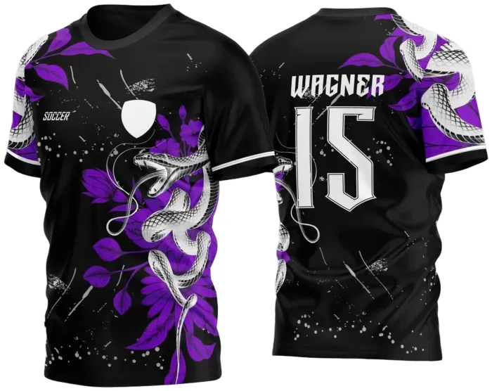 Arte Vetor Camisa Para InterClasse Cobra Floral Preto Chinês Ataque 2023 Roxa