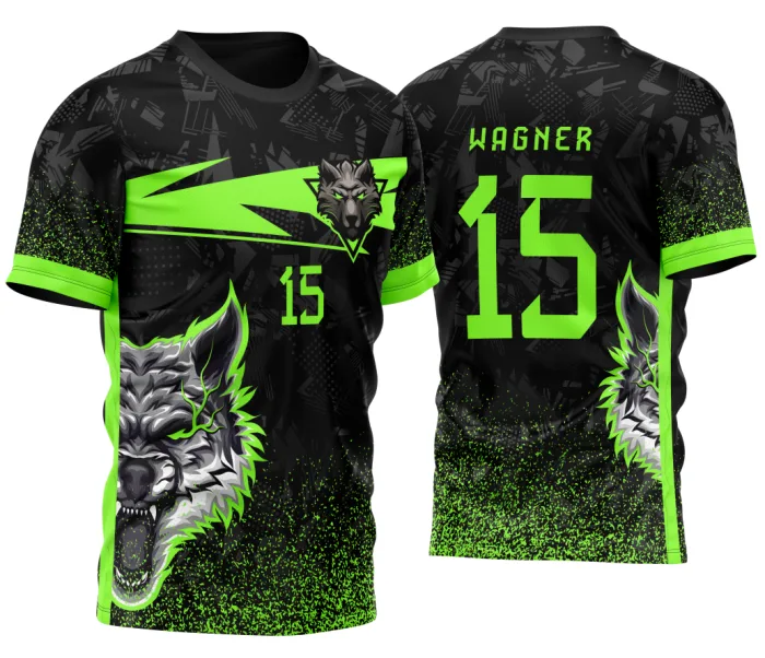 Arte Vetor Template Camisa de InterClasse Lobo Alfa Preto e Verde