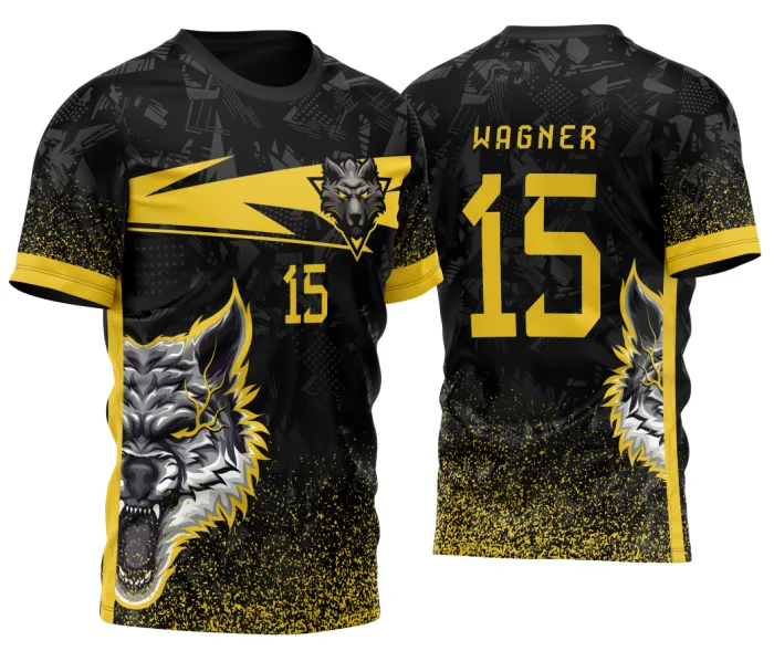 Arte Vetor Template Camisa de InterClasse Lobo Alfa Preto e Amarelo