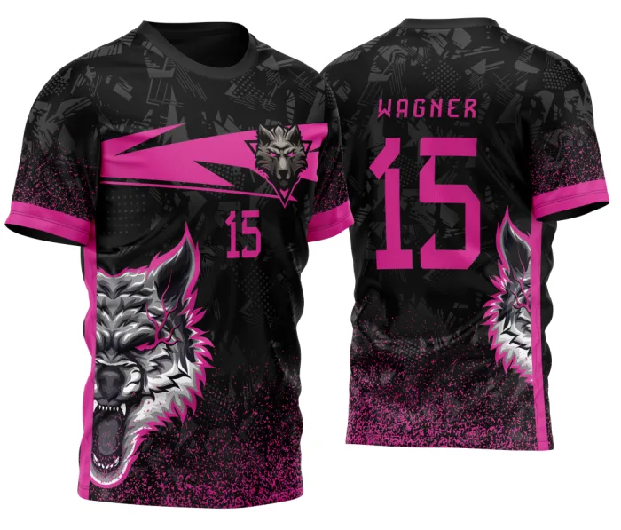 Arte Vetor Template Camisa de InterClasse Lobo Alfa Preto e Rosa